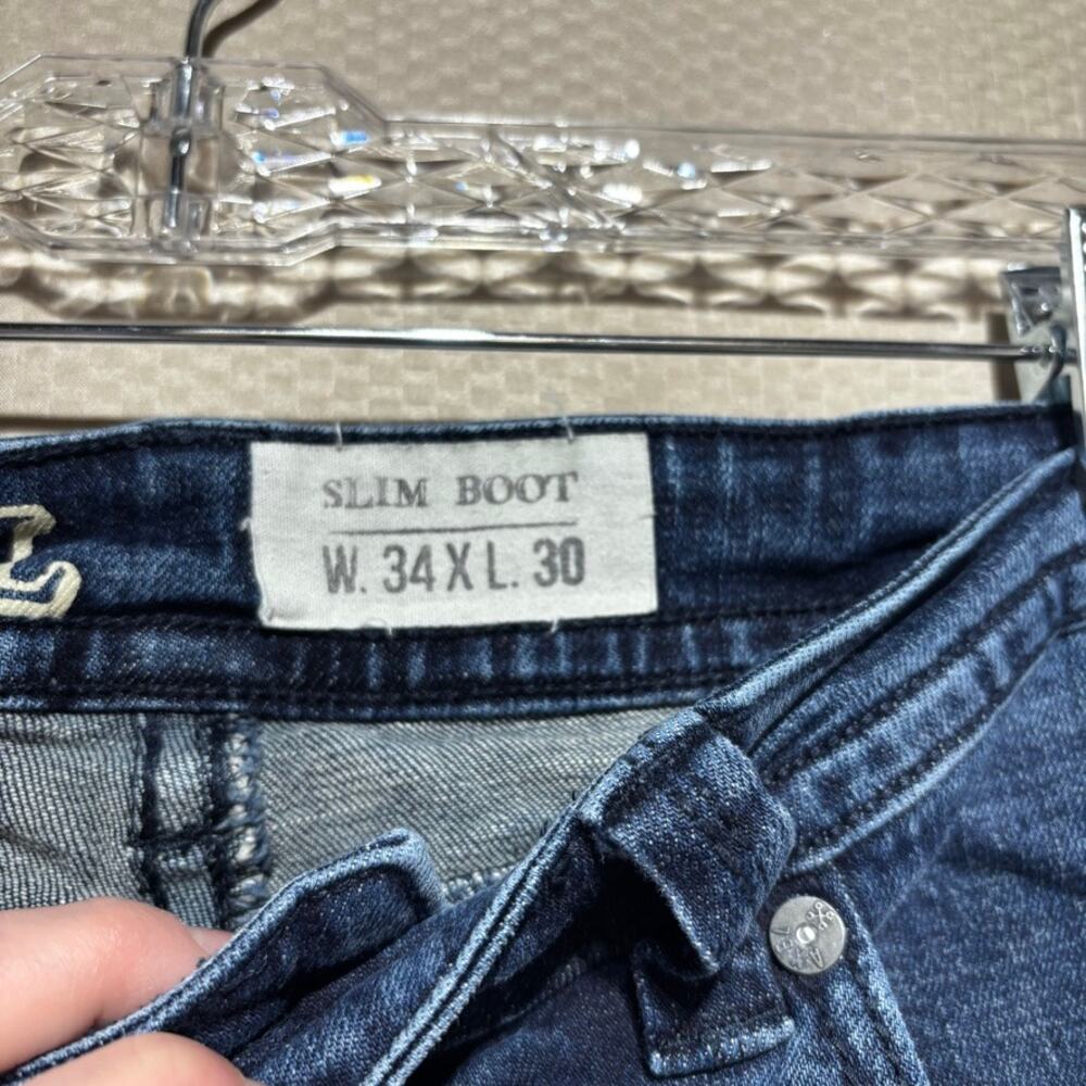 TK Axel Jeans Mens Size 34x30 Blue Slim Boot Denim Cowboy Western Ranch Workwear - Picture 3 of 9